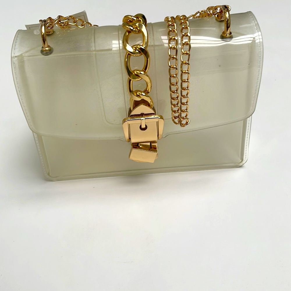 Clear Gold crossbody bag- perfect for stadiums where u need a clear bag